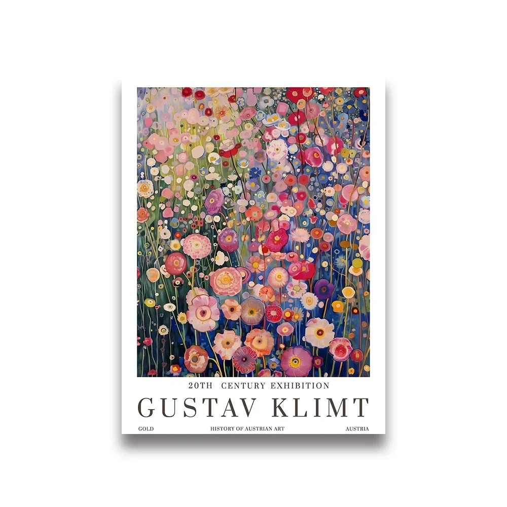 Plakat Gustav Klimt z kotem i lisem na płótnie do salonu Fioletowy