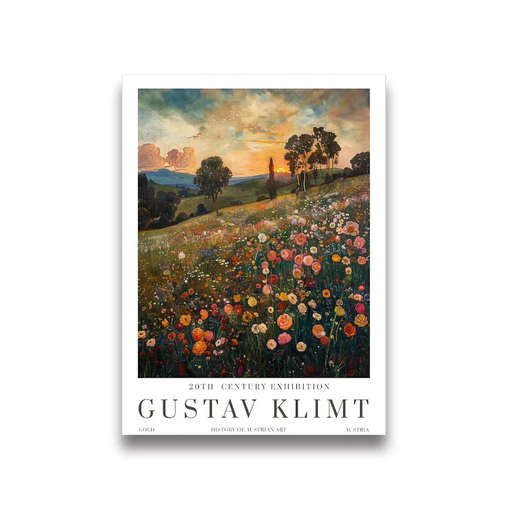 Plakat Gustav Klimt z kotem i lisem na płótnie do salonu Fioletowy/фиолетовый