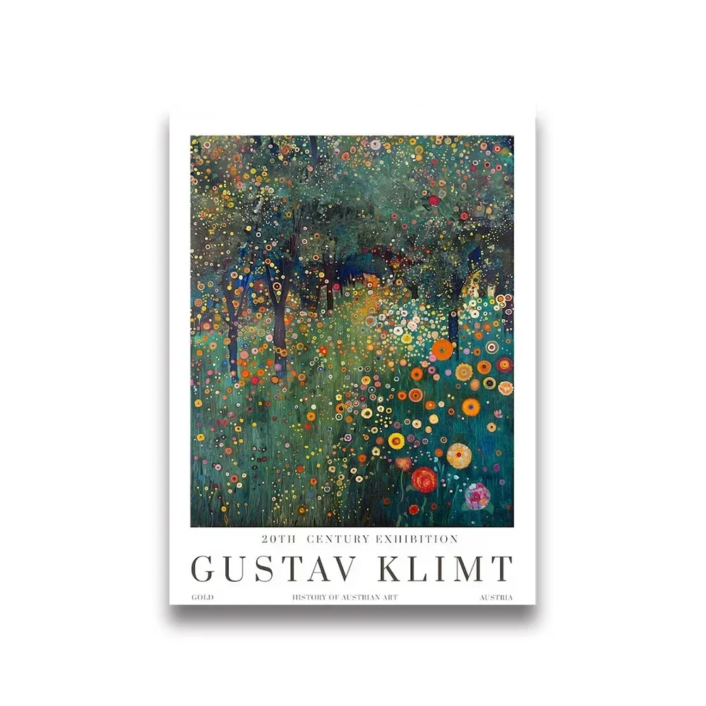 Plakat Gustav Klimt z kotem i lisem na płótnie do salonu Granatowy
