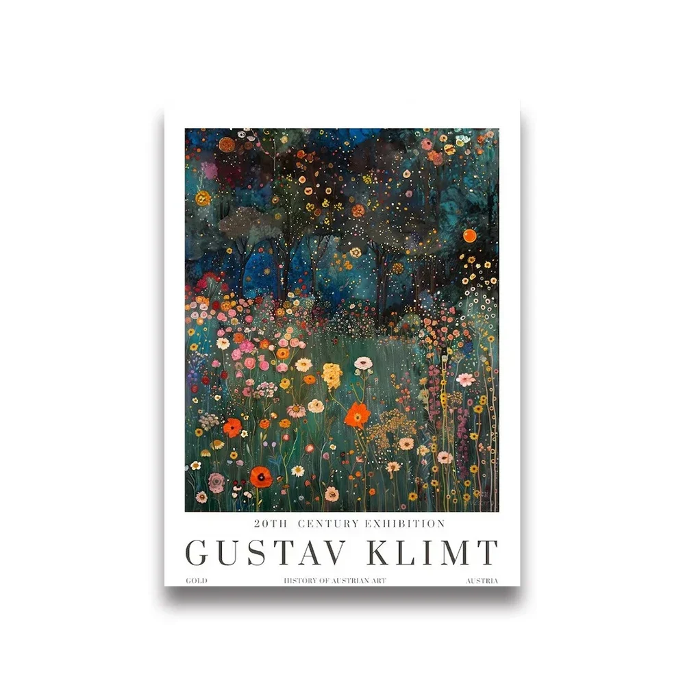 Plakat Gustav Klimt z kotem i lisem na płótnie do salonu Jasnozielony