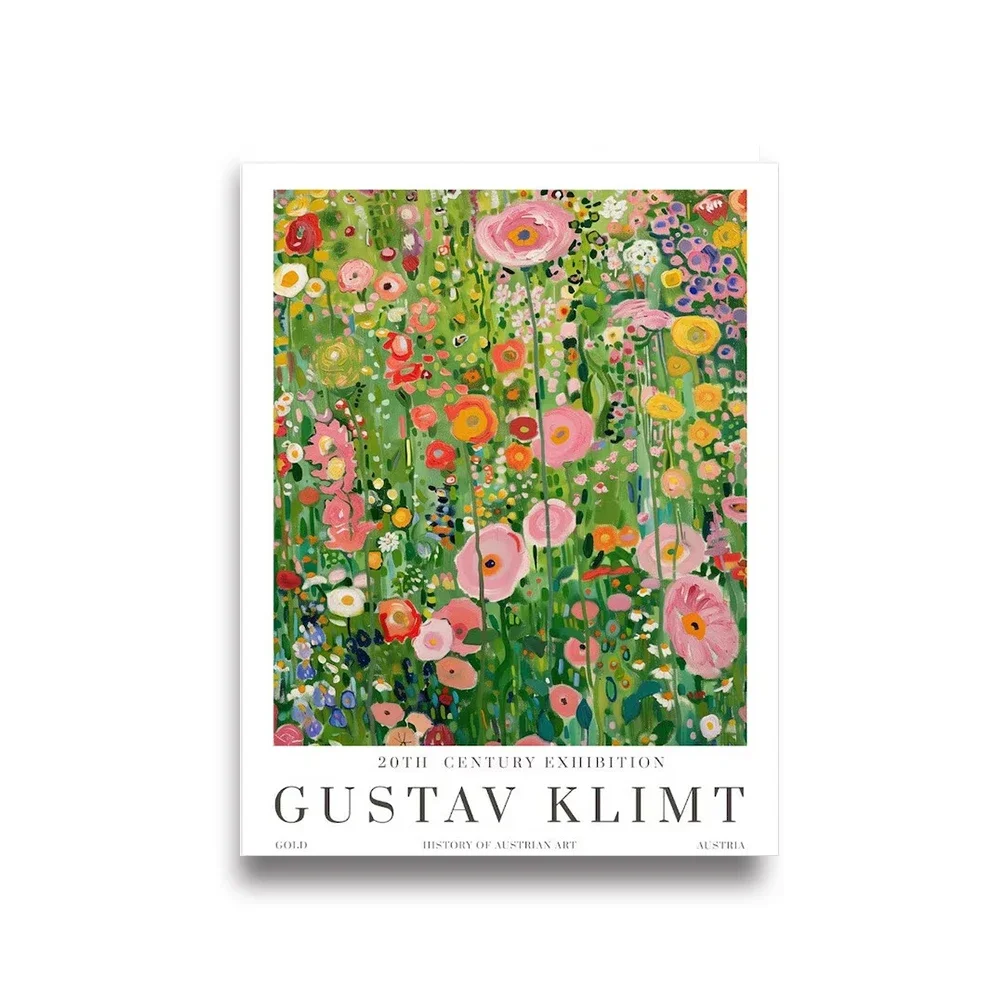 Plakat Gustav Klimt z kotem i lisem na płótnie do salonu Jasnożółty