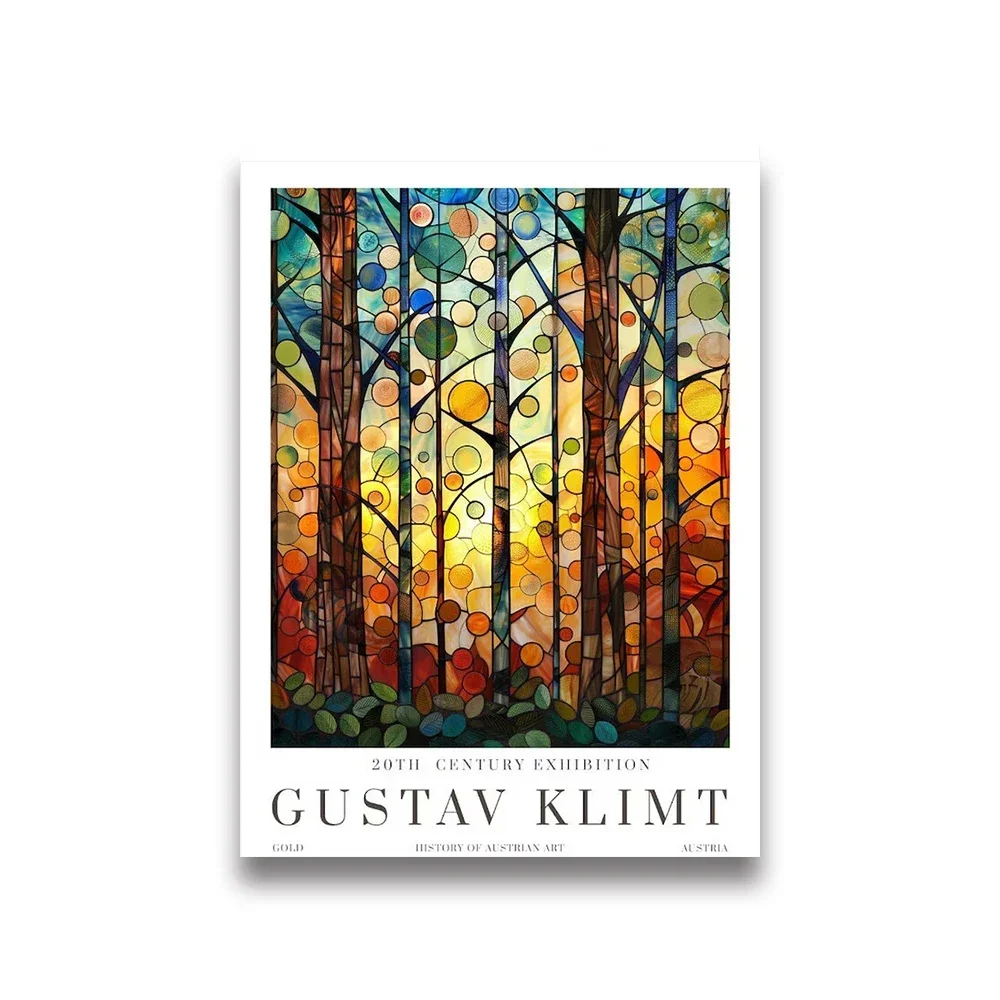 Plakat Gustav Klimt z kotem i lisem na płótnie do salonu Niebieski