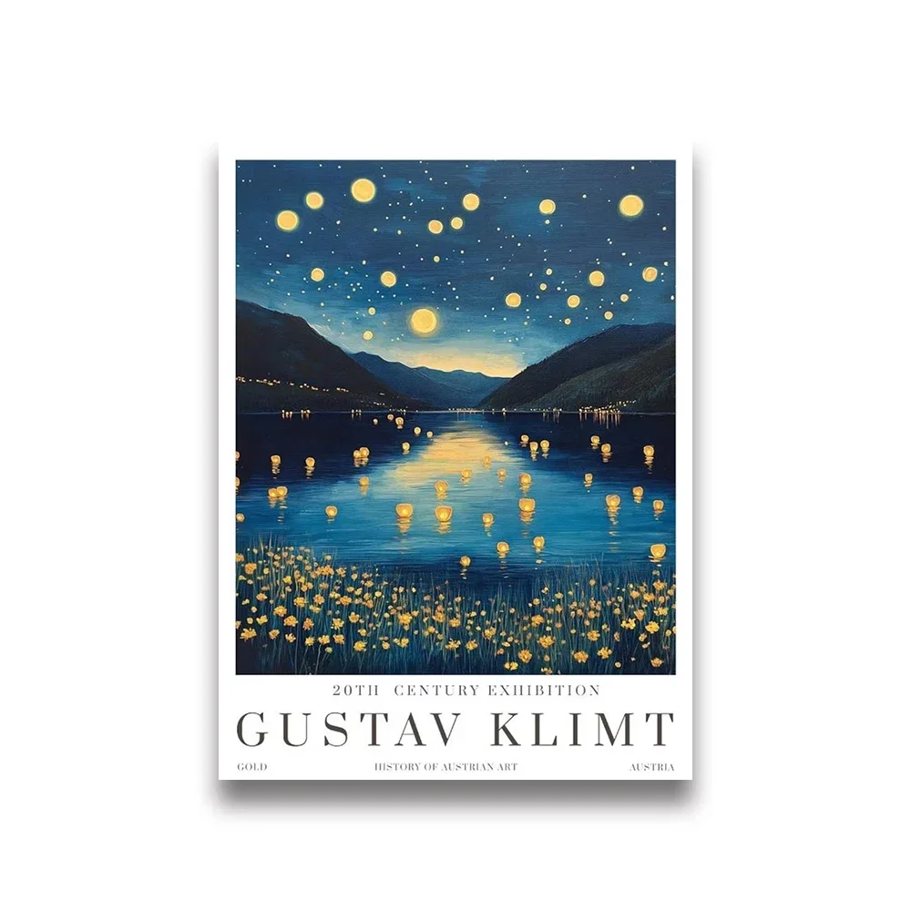 Plakat Gustav Klimt z kotem i lisem na płótnie do salonu Zielony