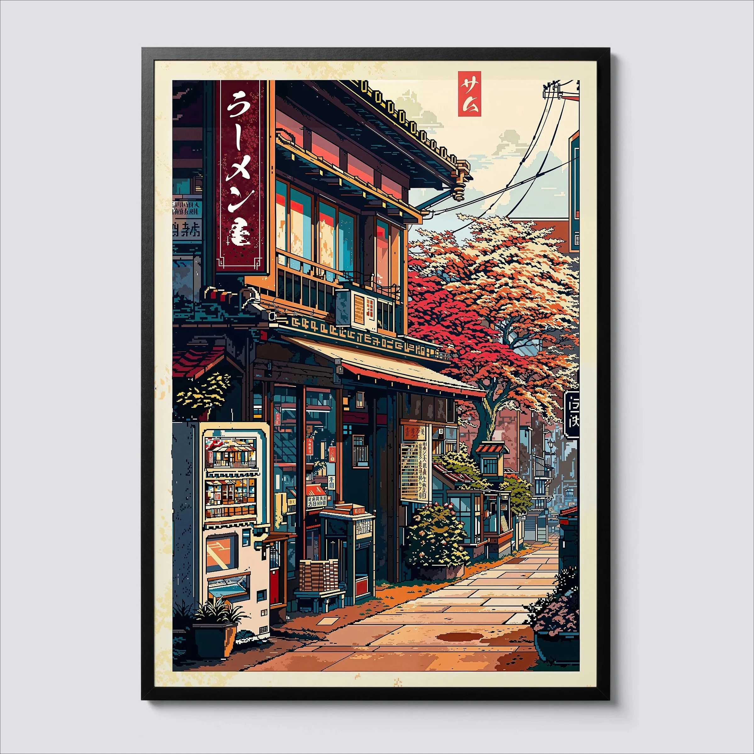 Plakat na płótnie Anime Ramen Shop Czarny
