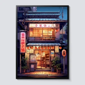 Plakat na płótnie Anime Ramen Shop Niebieski