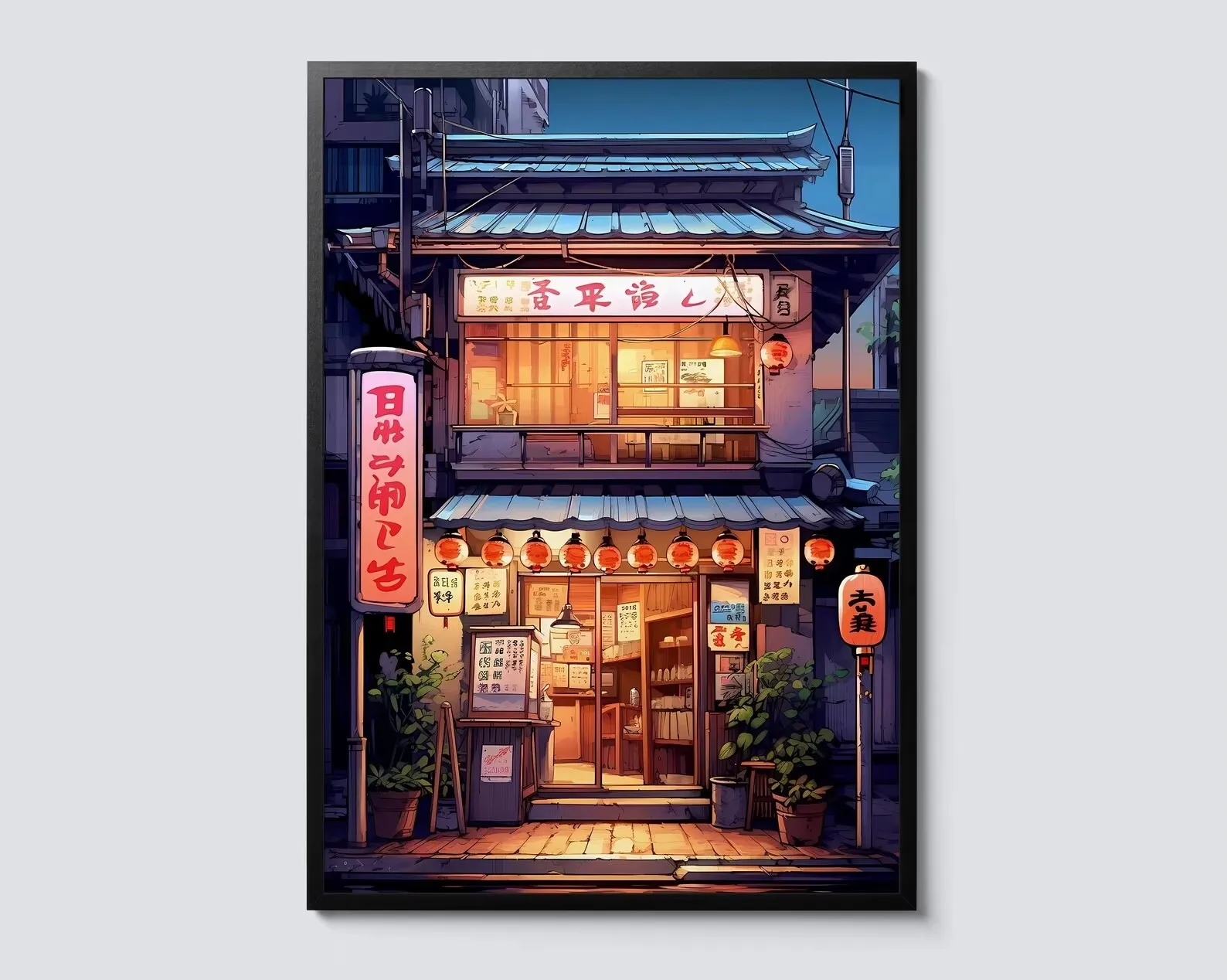 Plakat na płótnie Anime Ramen Shop Niebieski