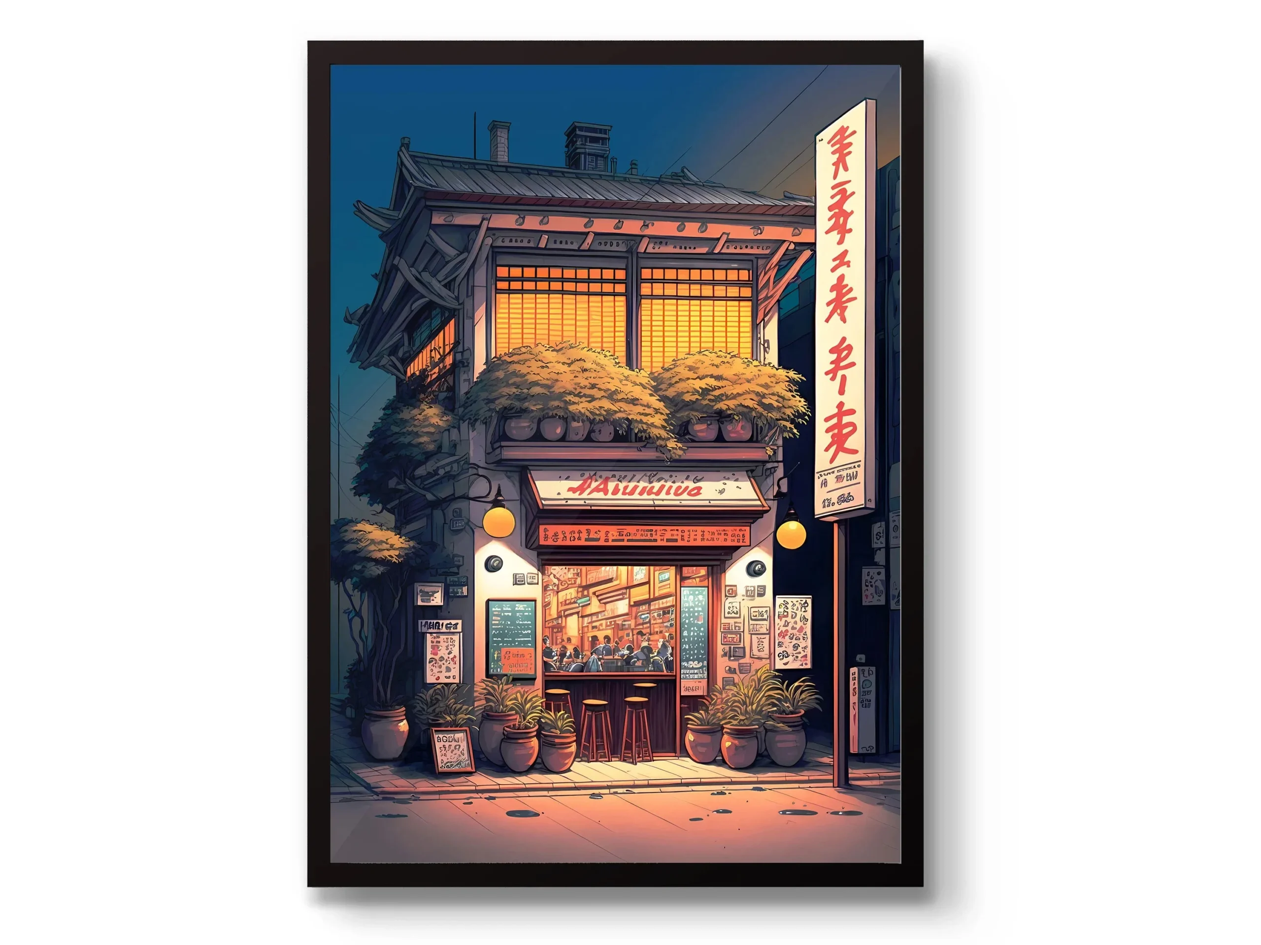 Plakat na płótnie Anime Ramen Shop Szary