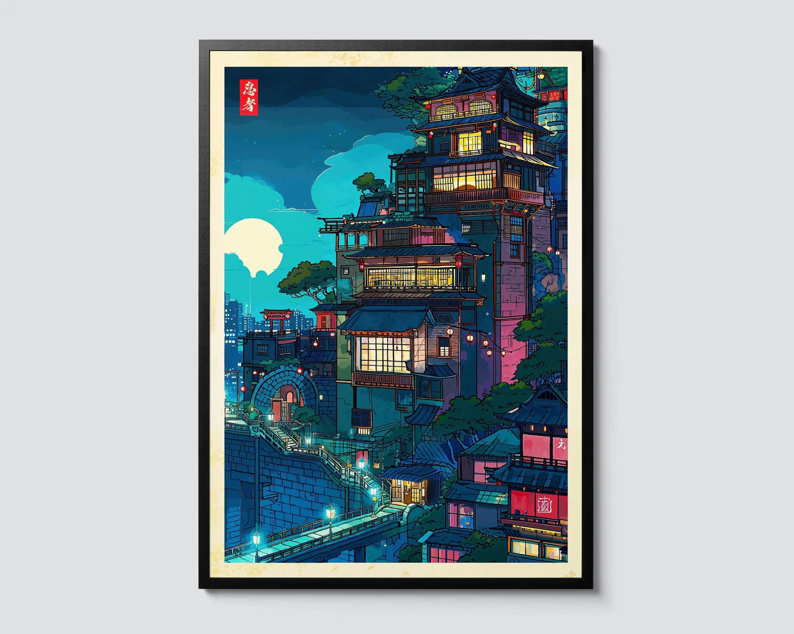 Plakat na płótnie Anime Ramen Shop Zielony