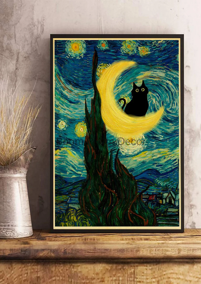 Plakat papier kraft koty - kreskówkowa grafika do salonu Fuksja