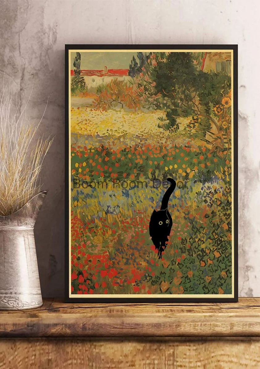 Plakat papier kraft koty - kreskówkowa grafika do salonu Królewski niebieski