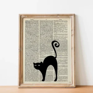 Plakat na płótnie czarny kot z fortepianem do salonu i sypialni Fioletowy