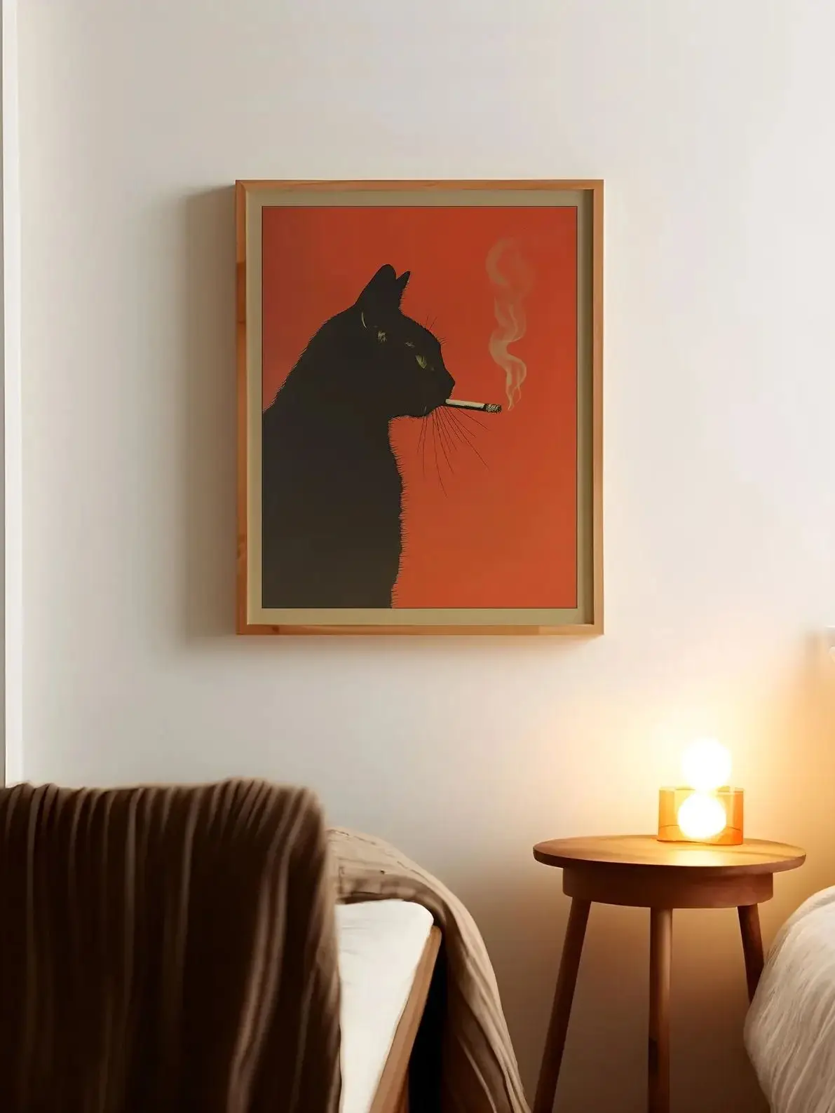 Plakat retro czarny kot vintage do kuchni Czerwony