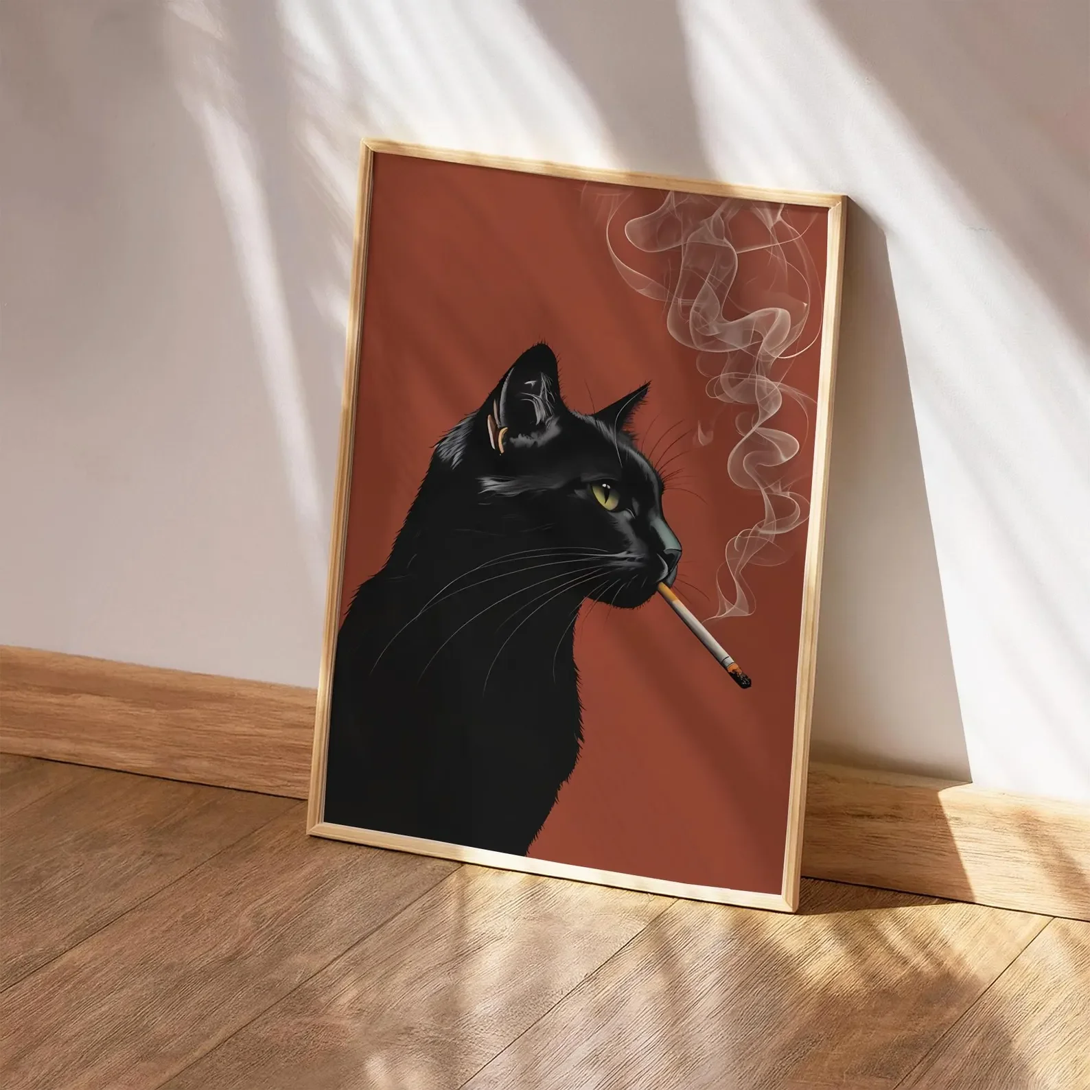 Plakat retro czarny kot vintage do kuchni Niebieski