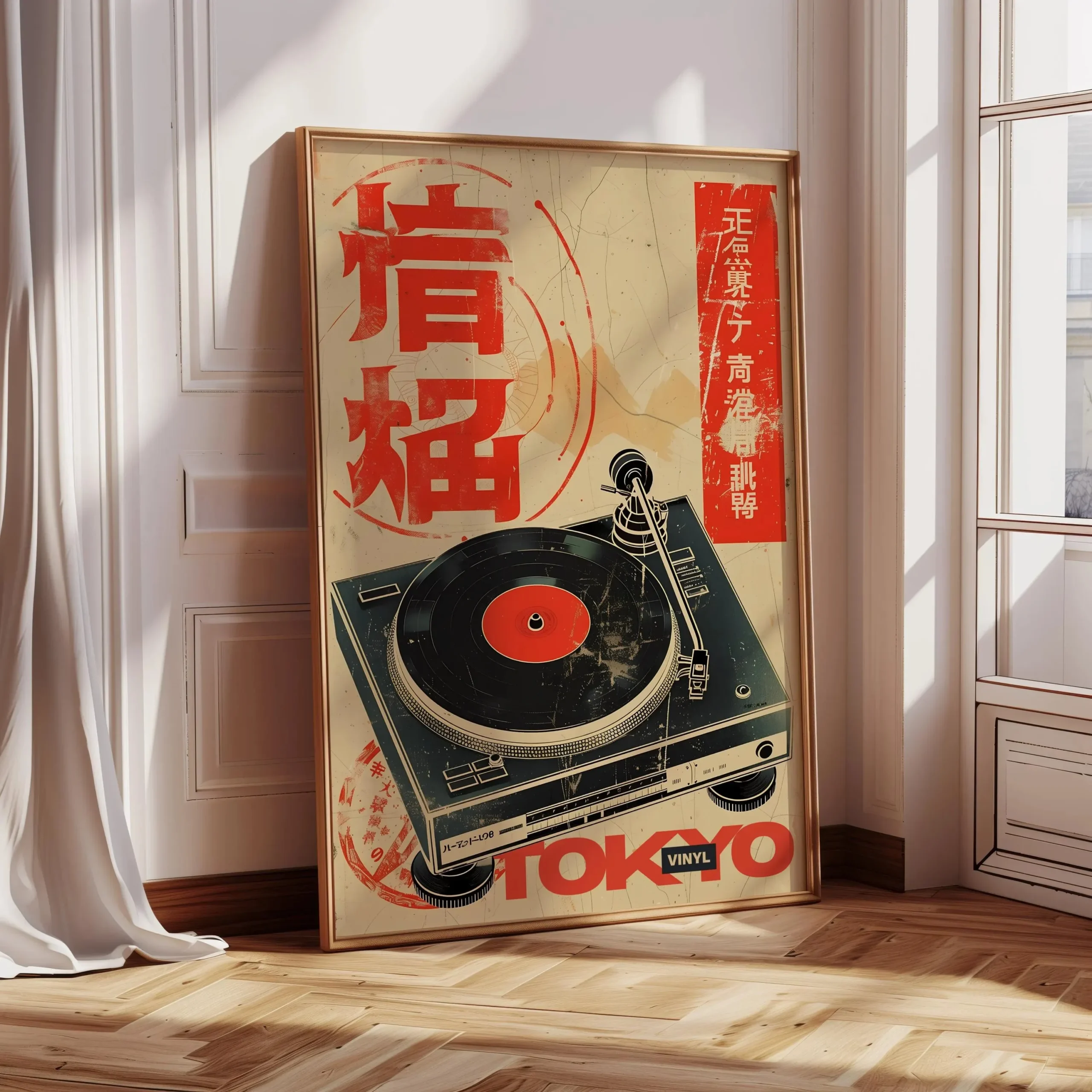 Plakat retro jazzowy z czarnym kotem na płótnie — vintage dekoracja salonu Złoto