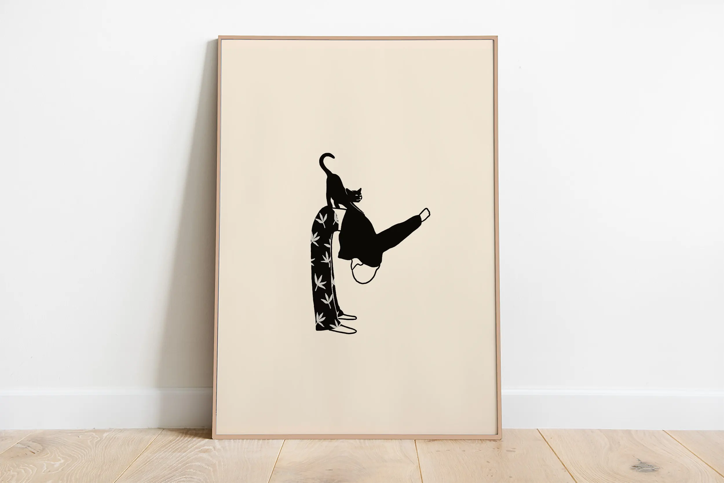 Plakat z śpiącymi kotkami na płótnie — minimalistyczna ilustracja do salonu Burgundia