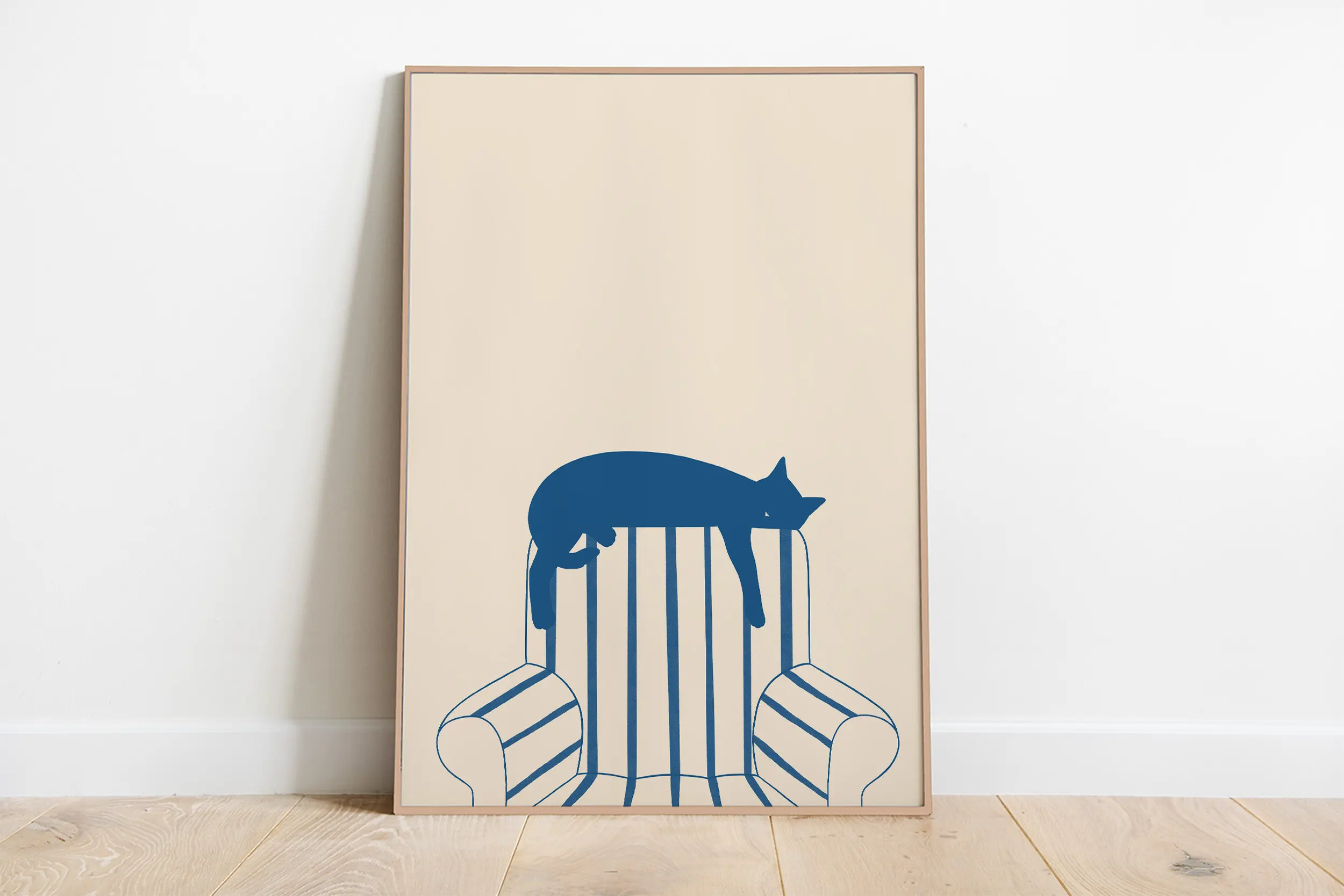 Plakat z śpiącymi kotkami na płótnie — minimalistyczna ilustracja do salonu Wielo