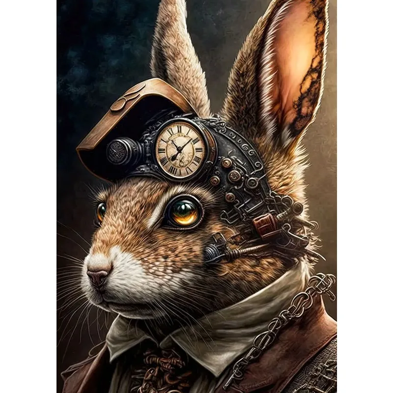 Plakat Steampunk ze zwierzętami – obraz na płótnie do salonu Fioletowy