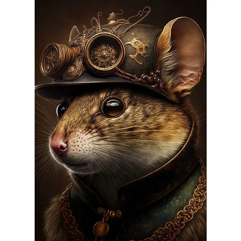 Plakat Steampunk ze zwierzętami – obraz na płótnie do salonu Jasnoszary