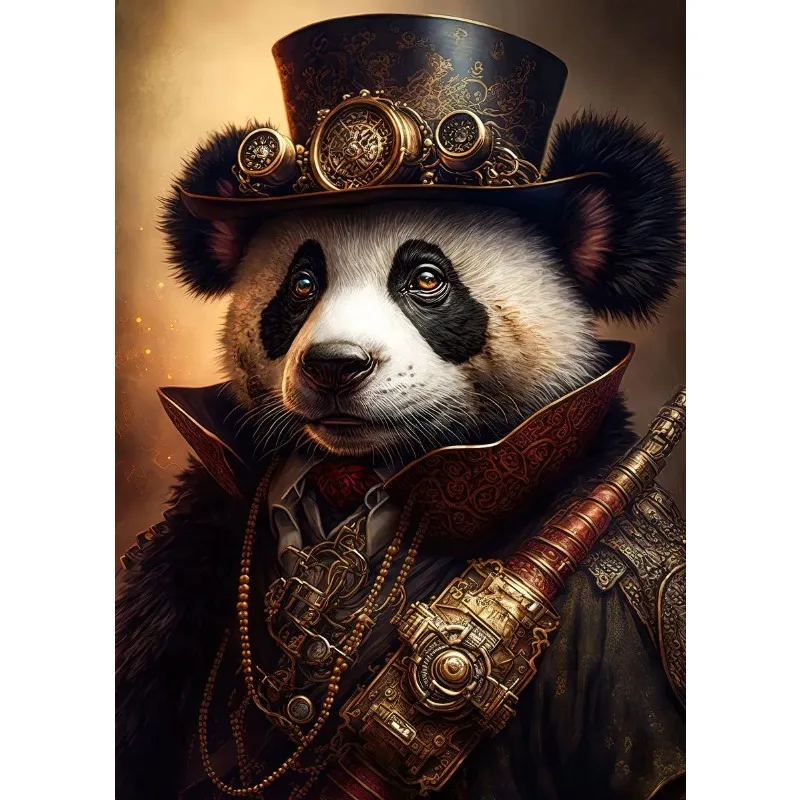 Plakat Steampunk ze zwierzętami – obraz na płótnie do salonu Niebieski
