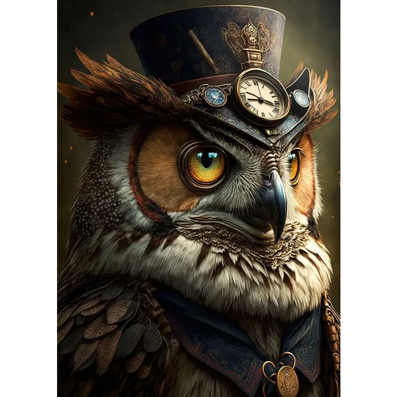 Plakat Steampunk ze zwierzętami – obraz na płótnie do salonu żółty
