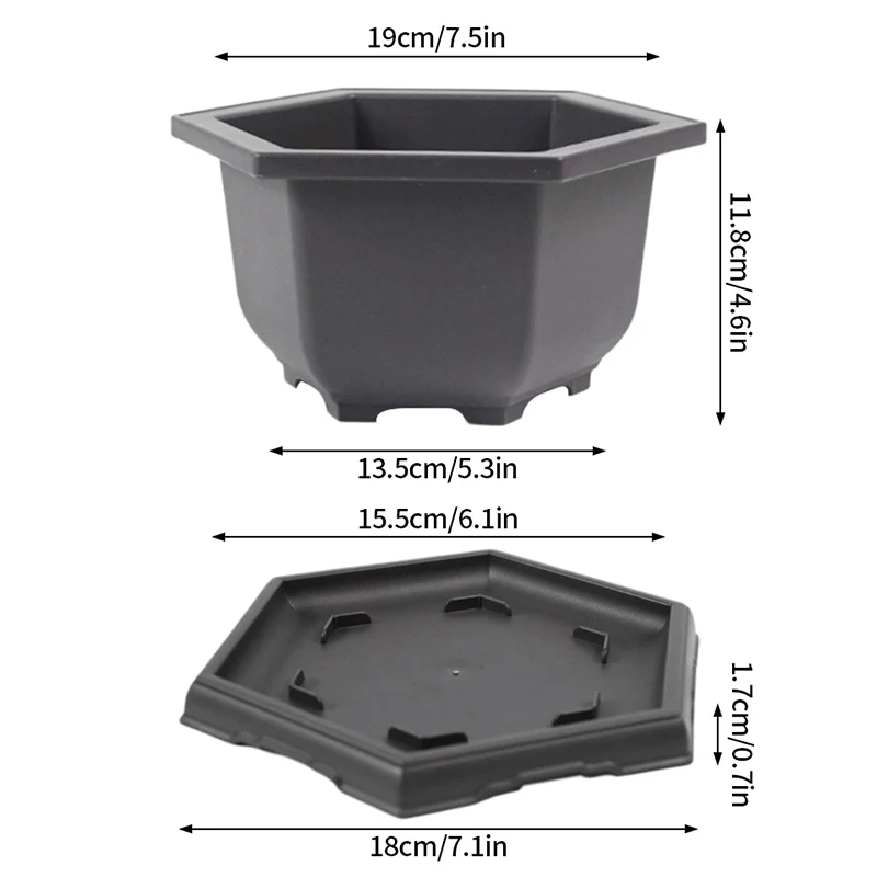 Plastikowe doniczki treningowe do bonsai z tacą drenażową — zestaw Armijna zieleń