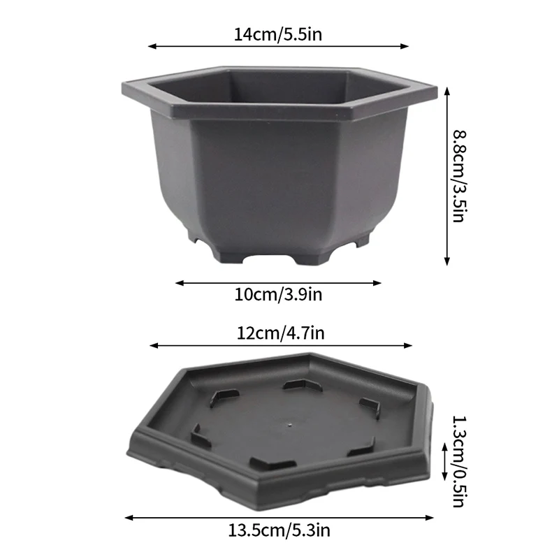 Plastikowe doniczki treningowe do bonsai z tacą drenażową — zestaw Khaki