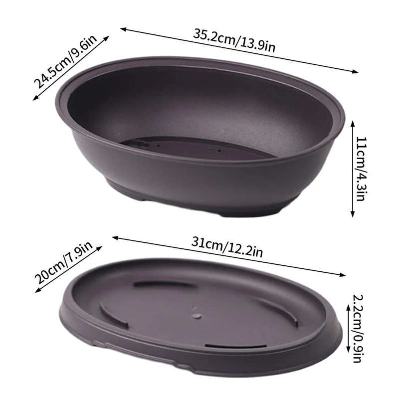Plastikowe doniczki treningowe do bonsai z tacą drenażową — zestaw Czekolada