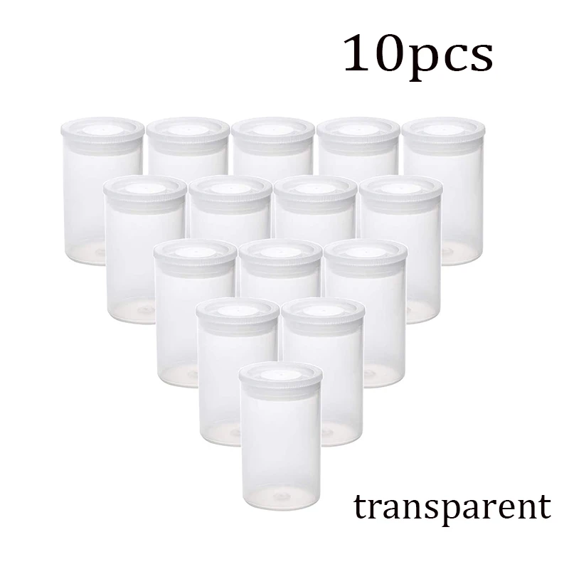 Plastikowe pojemniki na drobiazgi 35 mm z pokrywką Transparents