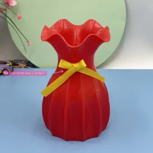 Plastikowy wazon z kokardą w kształcie miseczki — dekoracja stołu Czerwony