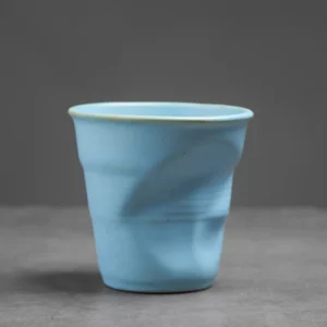 Plisowany ceramiczny kubek do kawy latte i herbaty vintage Niebieski