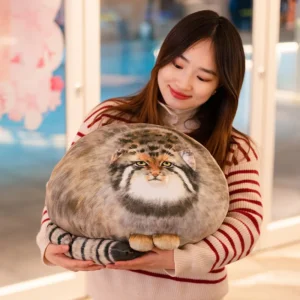 Pluszowa poduszka kot manul długa do tulenia kawaii Jasny czerwony