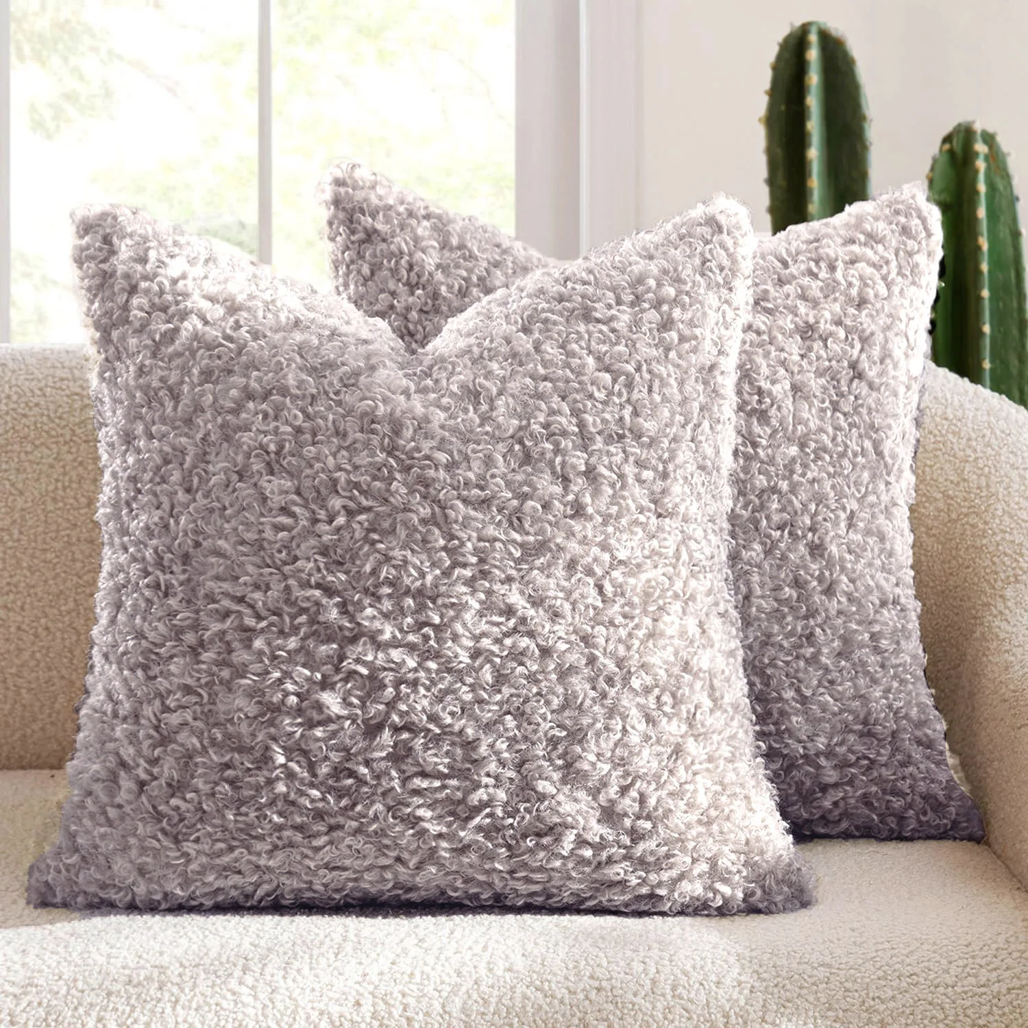 Pluszowa poszewka z jagnięcej wełny aksamitna ultra miękka sofa 45x45 cm Szary