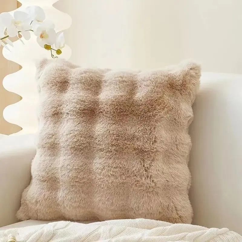 Supermiekka pluszowa poszewka na poduszkę Nordic — dekoracja salonu 45×45 cm Czekolada