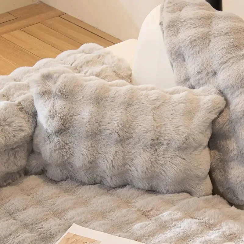 Supermiekka pluszowa poszewka na poduszkę Nordic — dekoracja salonu 45×45 cm Jasnoszary