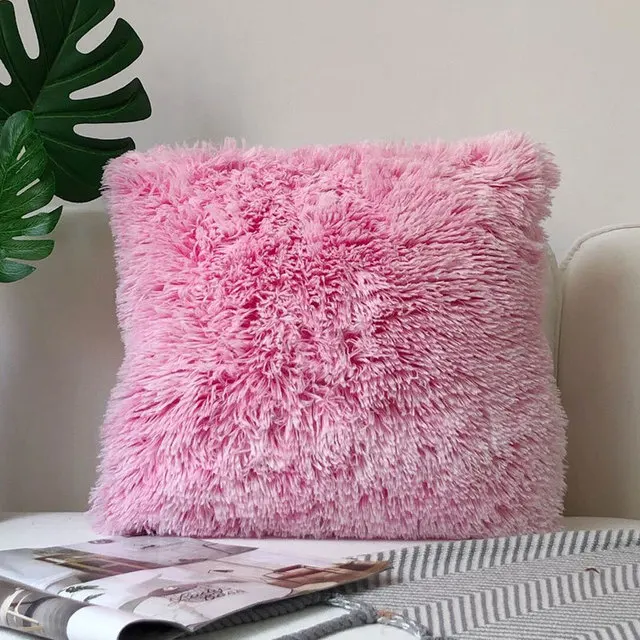 Miękka pluszowa poszewka na poduszkę z futerka 43x43 cm Złoty