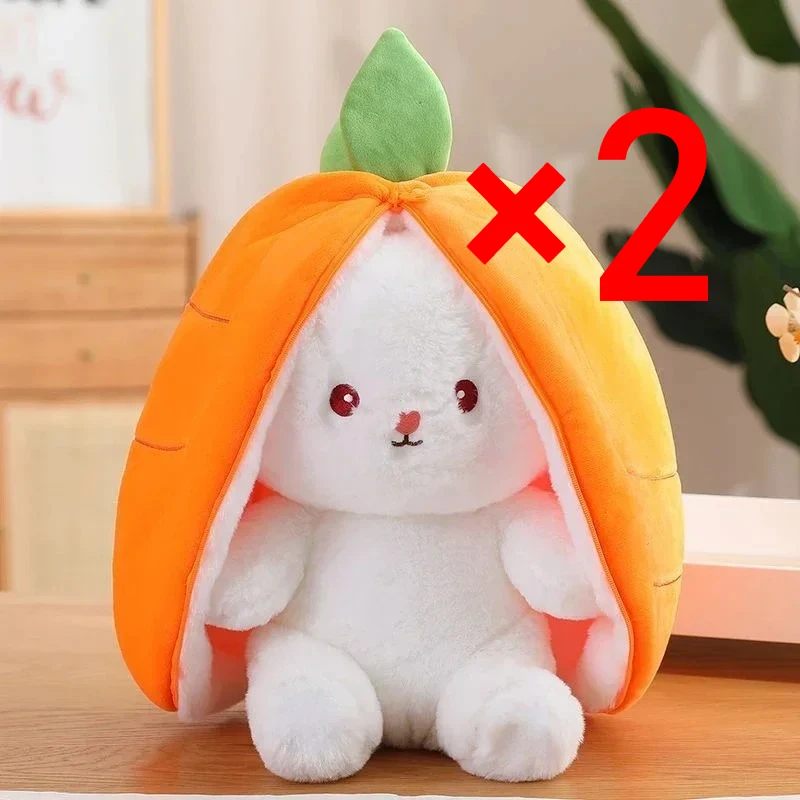 Pluszowy królik w przebraniu truskawki i marchewki 25 cm Błękitny