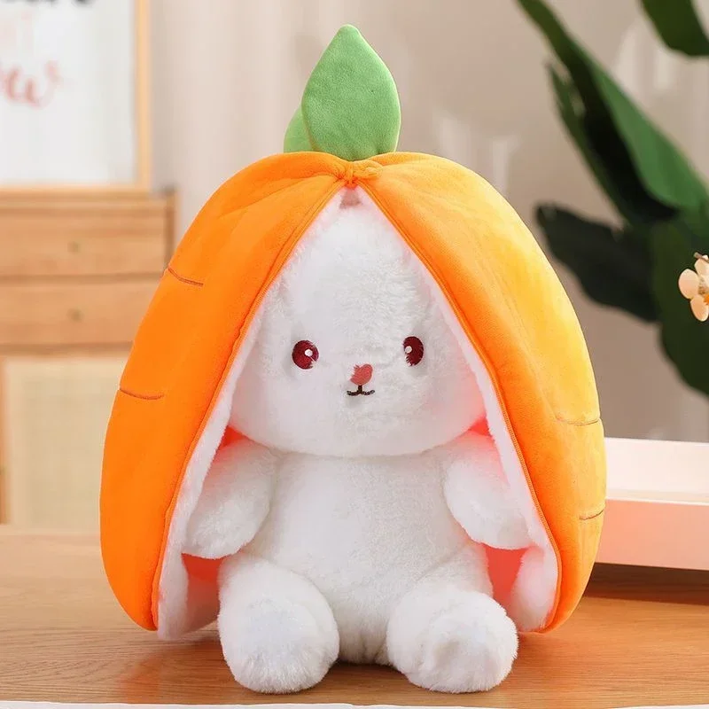 Pluszowy królik w przebraniu truskawki i marchewki 25 cm Jasnożółty