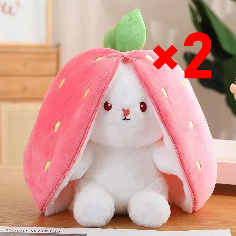 Pluszowy królik w przebraniu truskawki i marchewki 25 cm Pomarańczowy