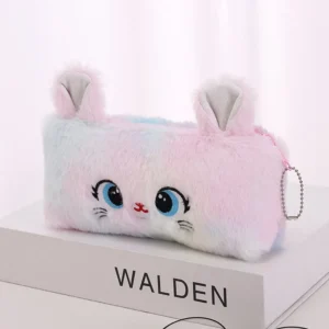 Pluszowy piórnik kawaii kot - duża pojemność Biały