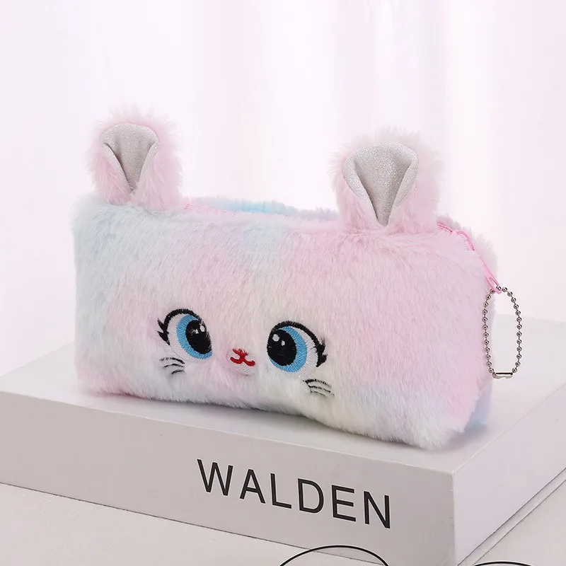 Pluszowy piórnik kawaii kot - duża pojemność Biały