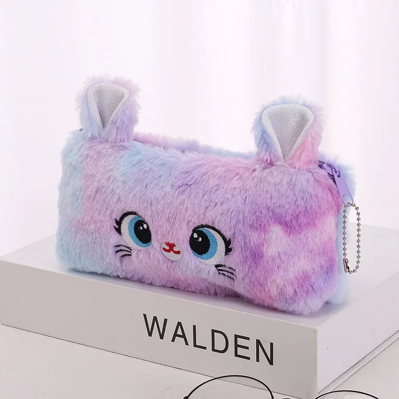 Pluszowy piórnik kawaii kot - duża pojemność Czerwony