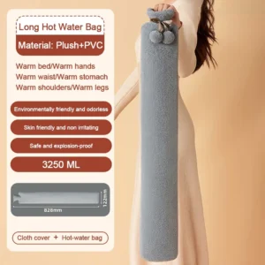 Pluszowy termofor 3250 ml z miękkim pokrowcem — duży worek na gorącą wodę żółty