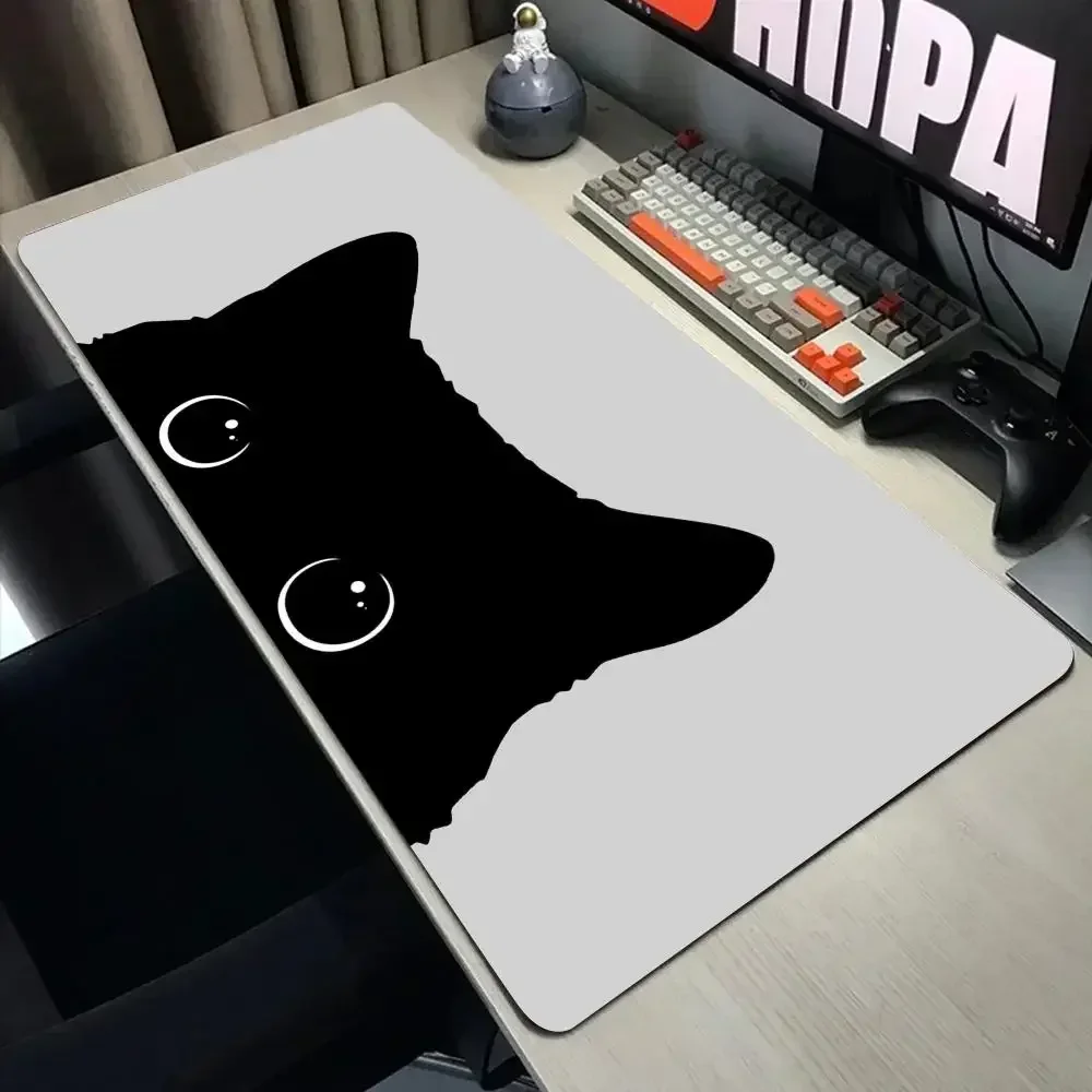 Podkładka pod mysz XXL z czarnym kotem – duża mata na biurko 30x60 Brązowy