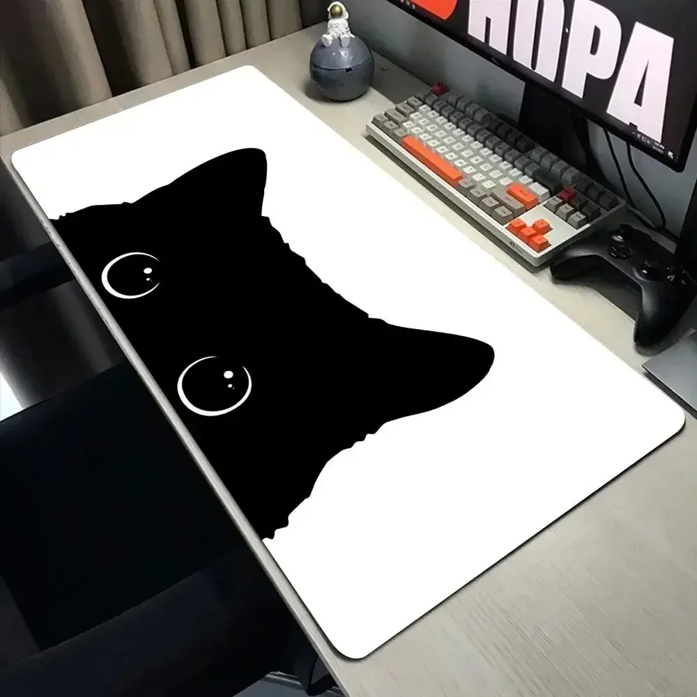 Podkładka pod mysz XXL z czarnym kotem – duża mata na biurko 30x60 Granatowy