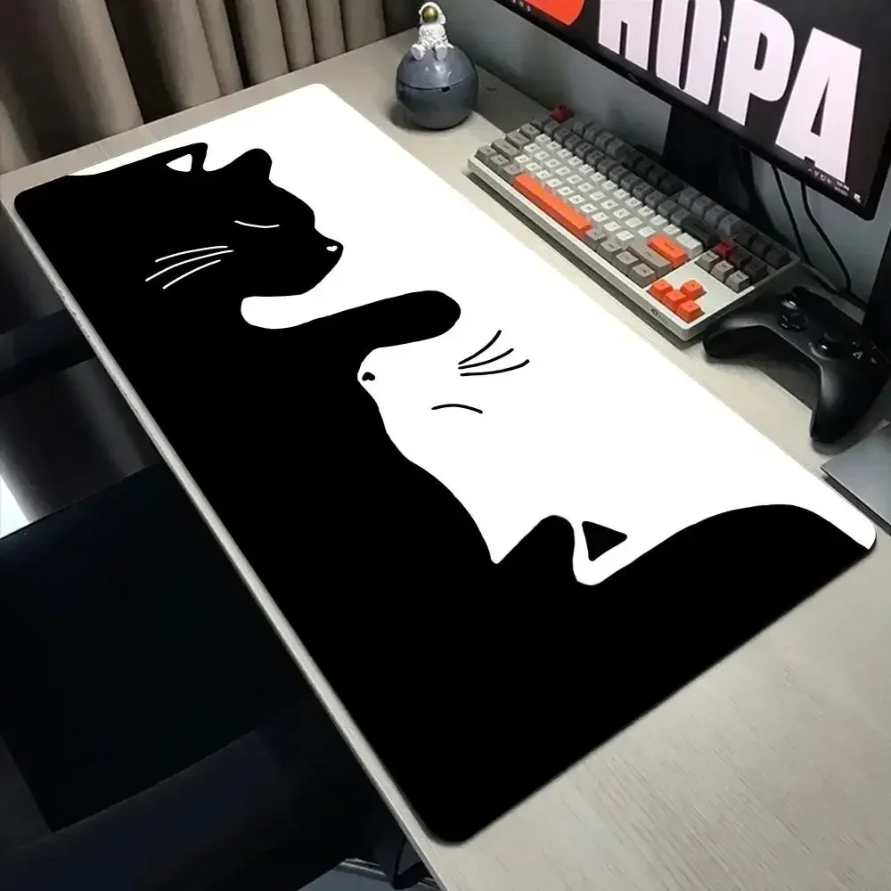 Podkładka pod mysz XXL z czarnym kotem – duża mata na biurko 30x60 Jasnozielony