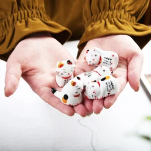 Ceramiczne podstawki na pałeczki Lucky Cat, 5 sztuk Czarny