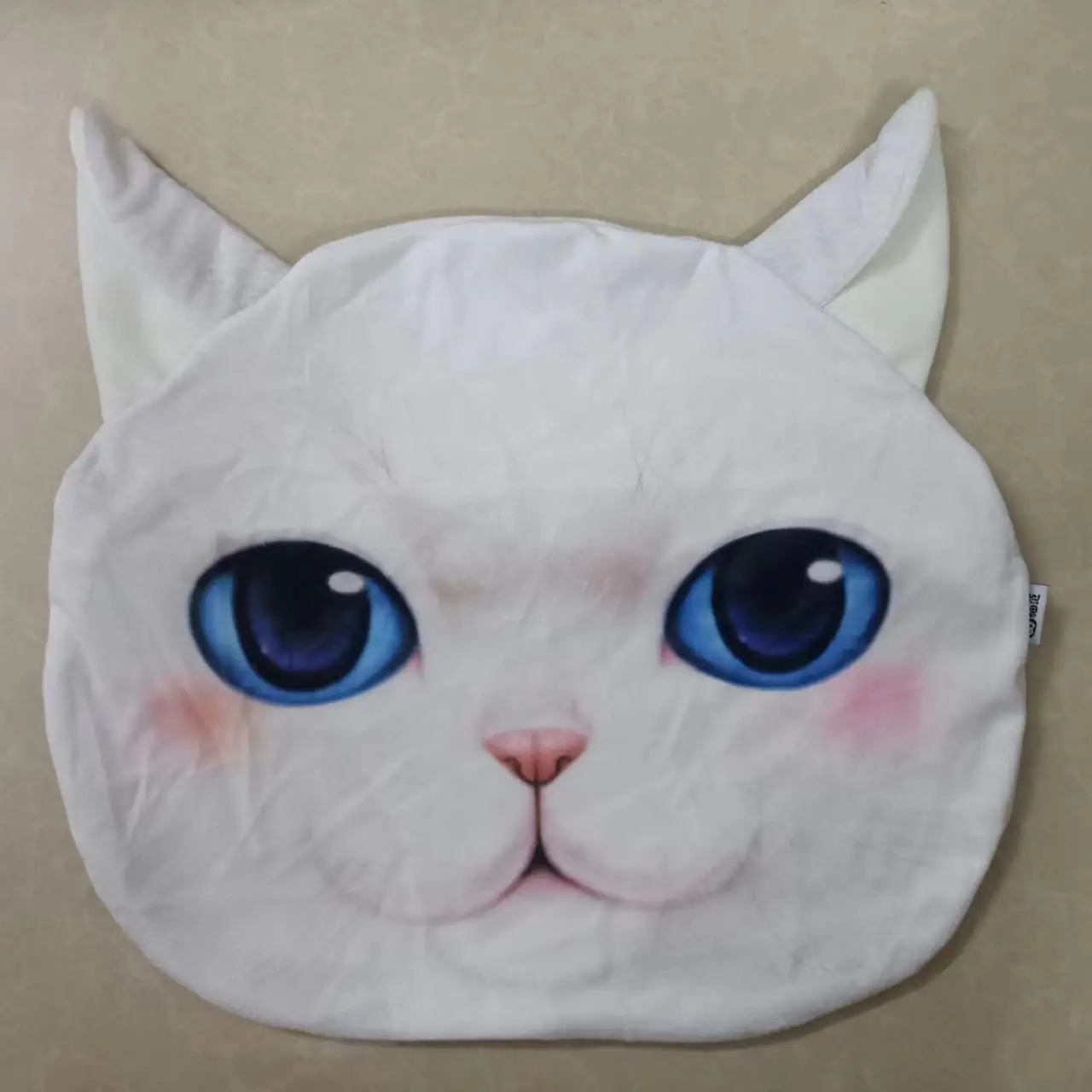 Poduszka 3D w kształcie głowy kota lub psa 35 cm Jasnoszary
