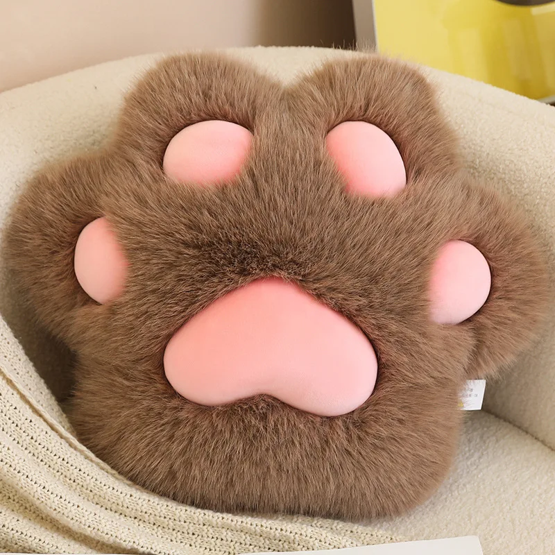 Poduszka w kształcie łapy kota 45 cm – miękka i puszysta żółty