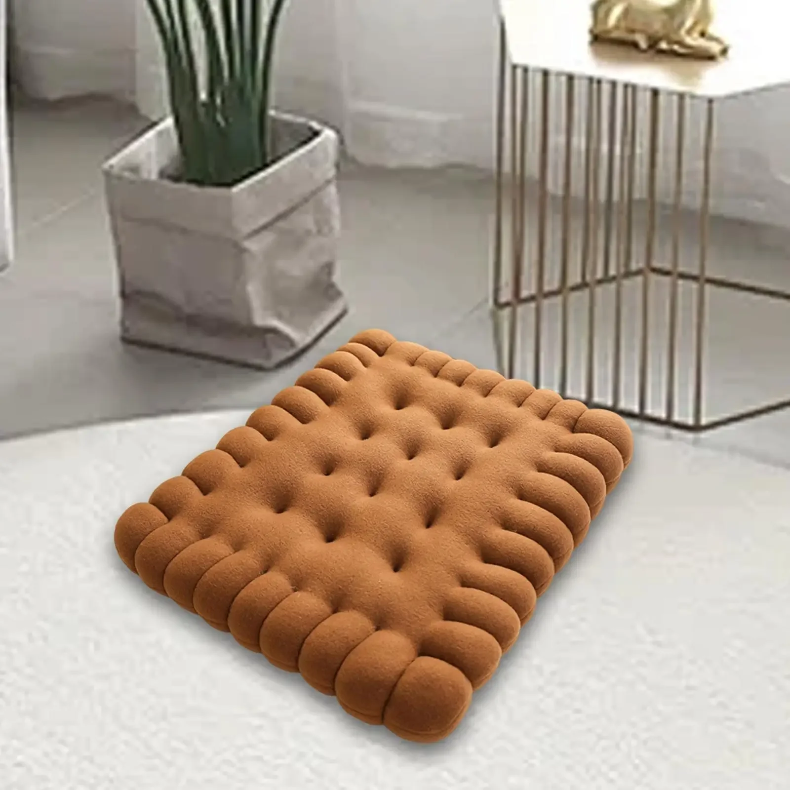Poduszka na krzesło w kształcie ciasteczka, gruba, na siedzenie żółty