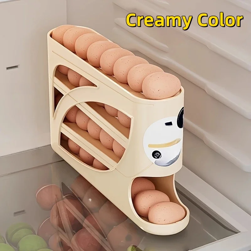 Pojemnik na jajka do lodówki, 3-poziomowy Creamy color